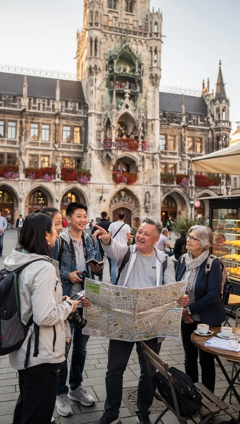 Geführte Gruppe erkundet das Hamburger Hafenviertel, begleitet von einem erfahrenen Stadtführer mit informativen Erklärungen.